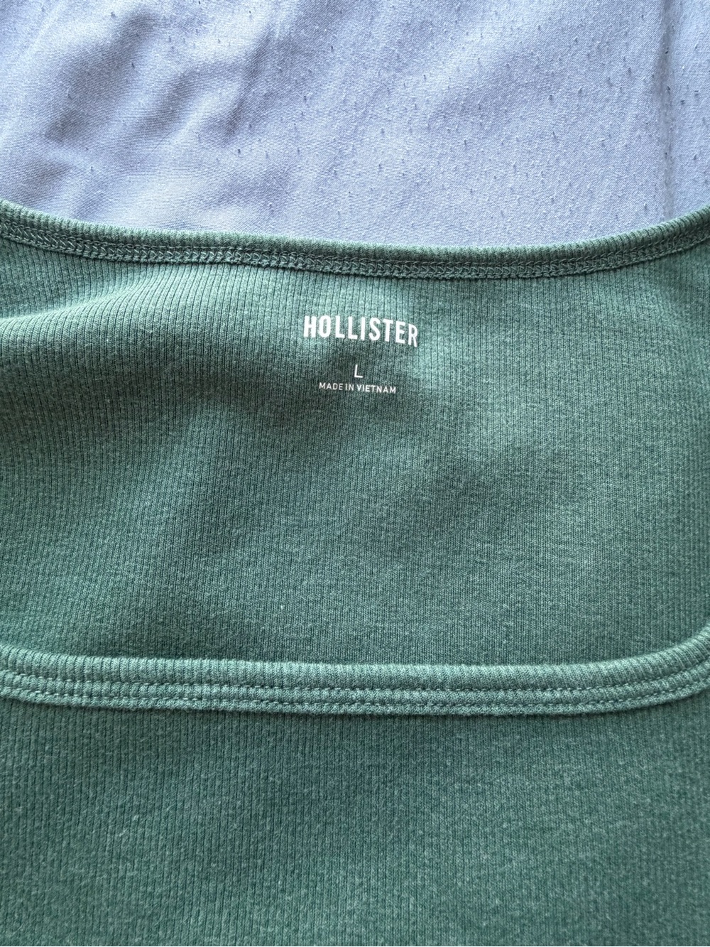Hollister Soft Olive Green Square Neck Ribbed Short Sleeve Tee - Picture 3 of 3